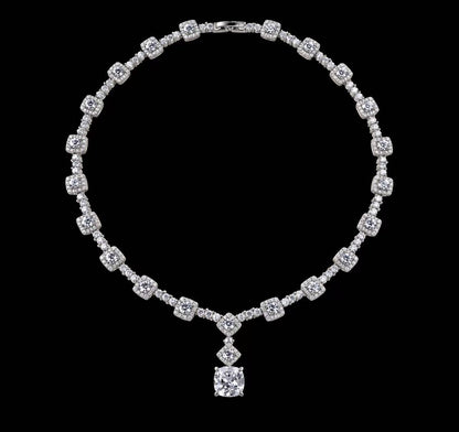 The Solenne Cushion Cut Tennis Necklace - Crystal White
