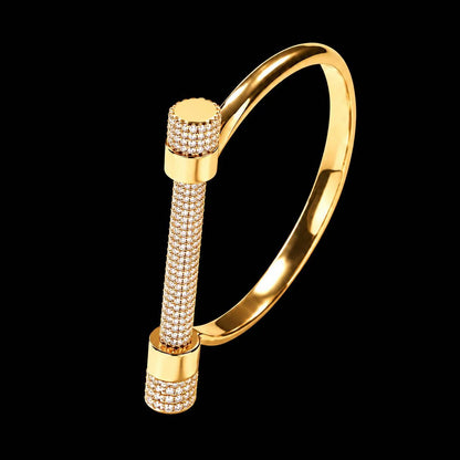 The Strata Pave Bar Cuff Bracelet - Gold