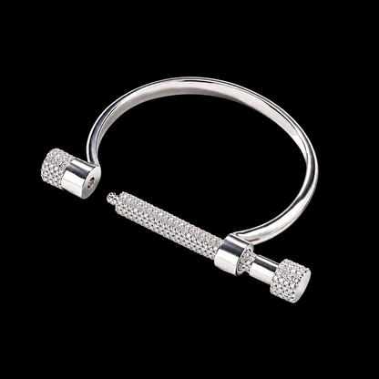 The Strata Pave Bar Cuff Bracelet - Silver