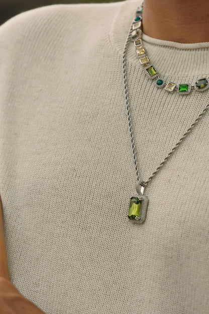 The Verdant Gemstone Necklace - Silver