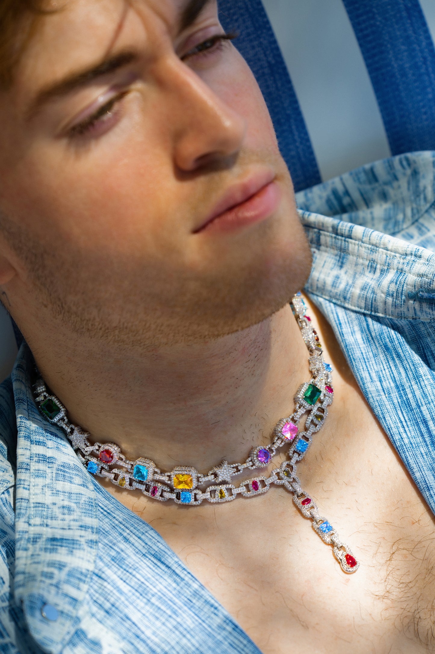 Celestial Prism Lariat Necklace – Silver