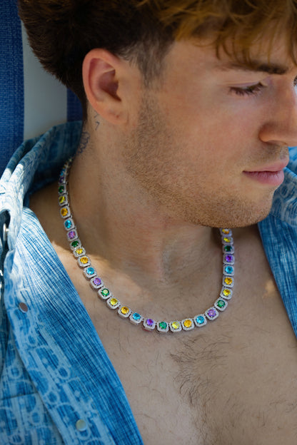 Celestial Harmony Tennis Necklace – Silver