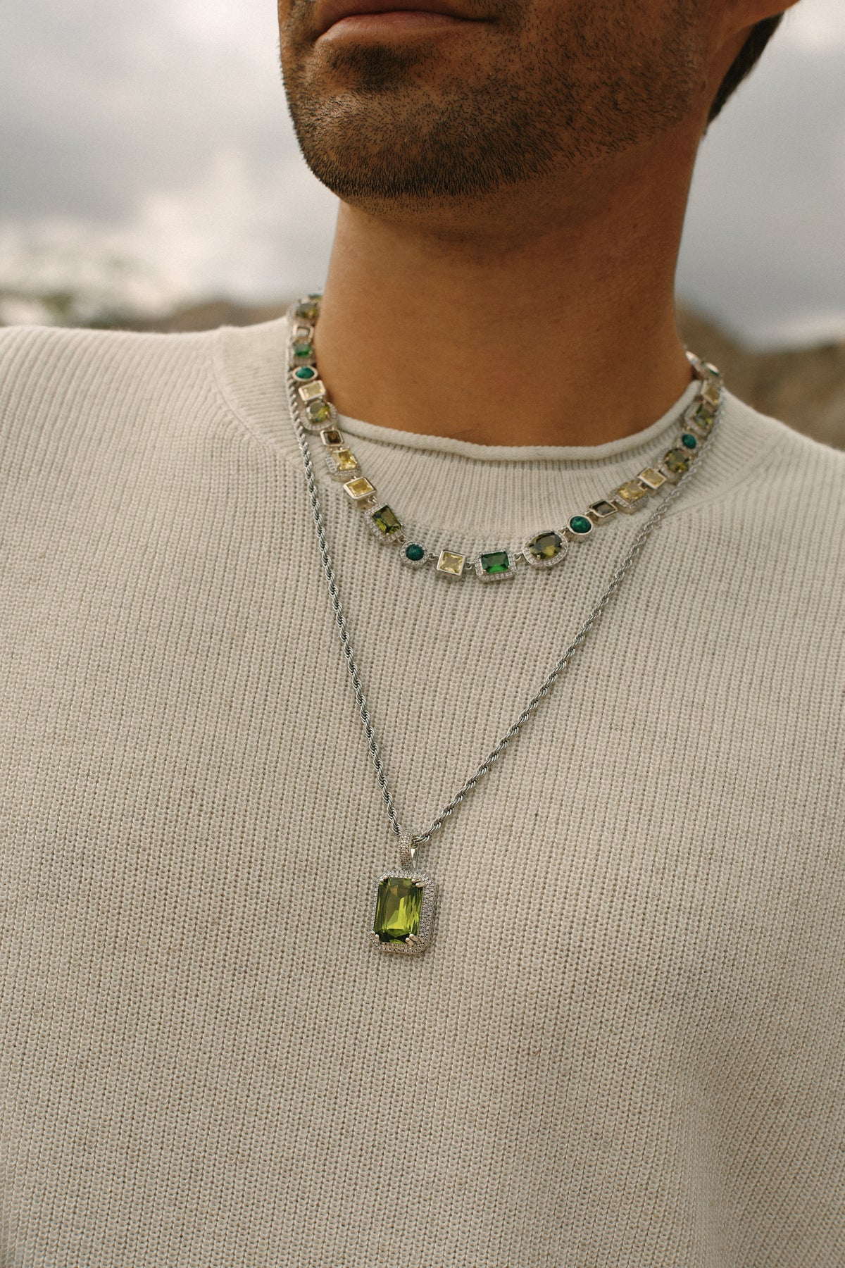 The Verdant Gemstone Necklace - Silver