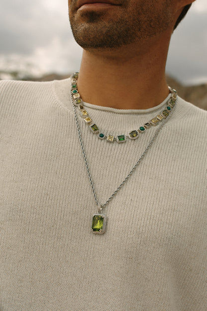 The Verdant Gemstone Necklace - Silver