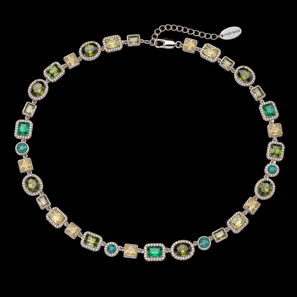 The Verdant Gemstone Necklace - Silver