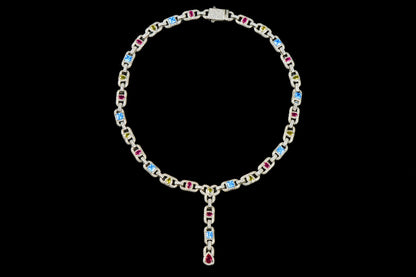 Celestial Prism Lariat Necklace – Silver