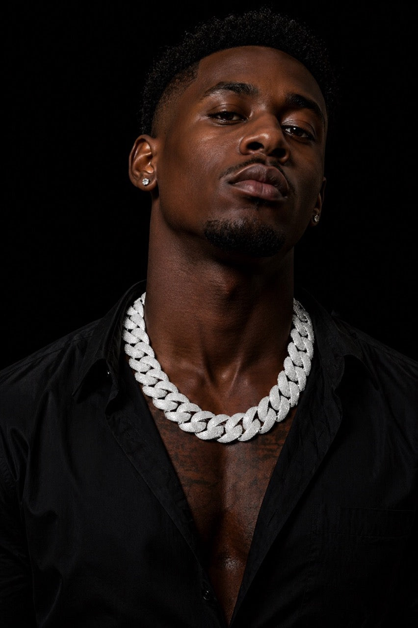 22MM Iced Cuban Chain – Titan Flood Edition Silver