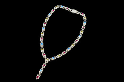 Celestial Prism Lariat Necklace – Silver