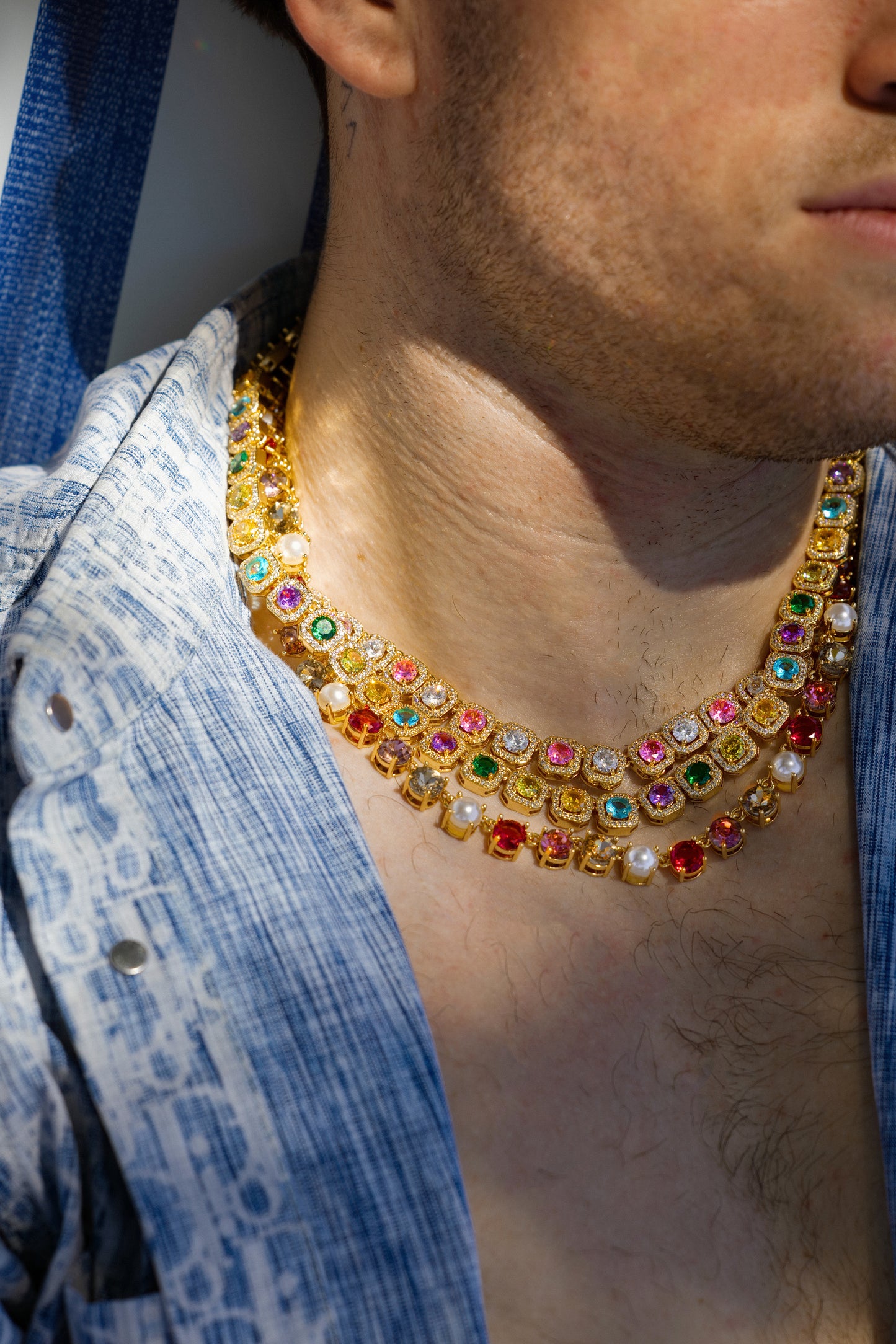 Celestial Blush Tennis Necklace – Gold