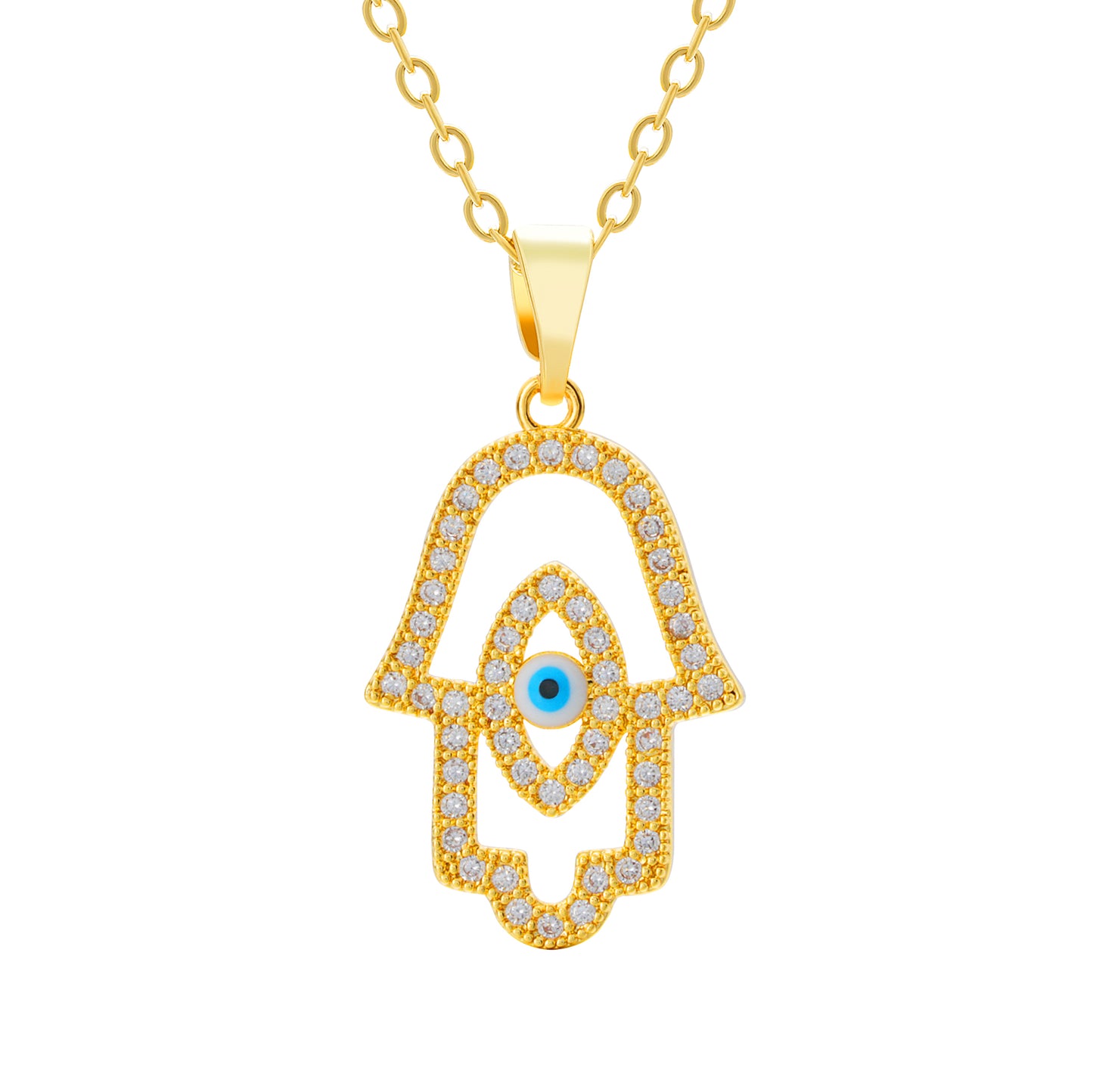 The Sparkling Hamsa Eye Necklace