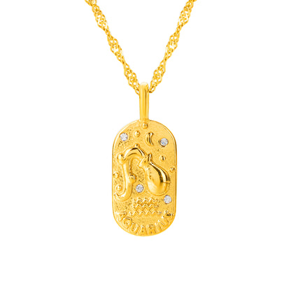 The Golden Zodiac Necklace - Aquarius