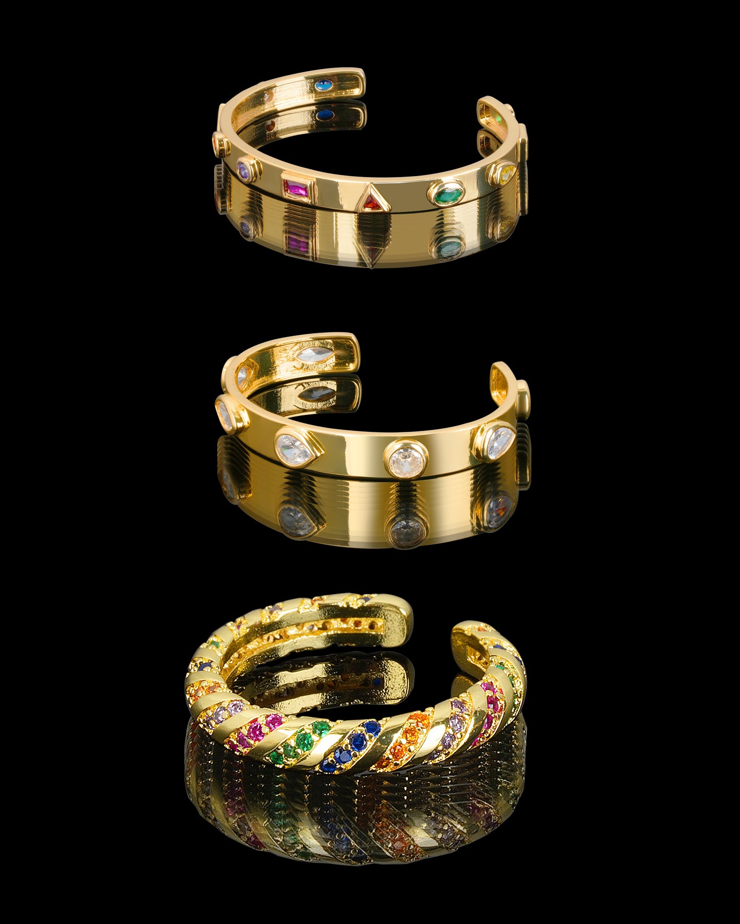 Golden Twisted Gemstone Ring
