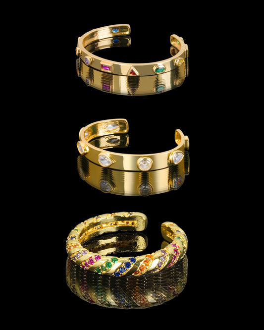 Golden Twisted Gemstone Ring