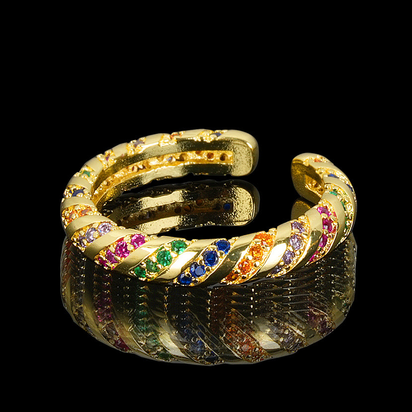 Golden Twisted Gemstone Ring