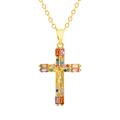 Celestial Radiance Cross Necklace