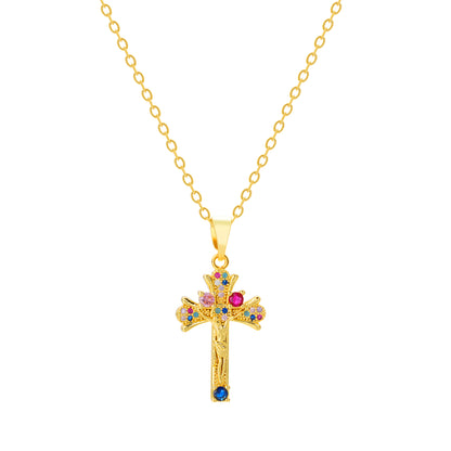 Celestial Spectrum Cross Necklace