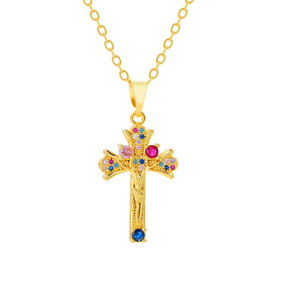 Celestial Spectrum Cross Necklace