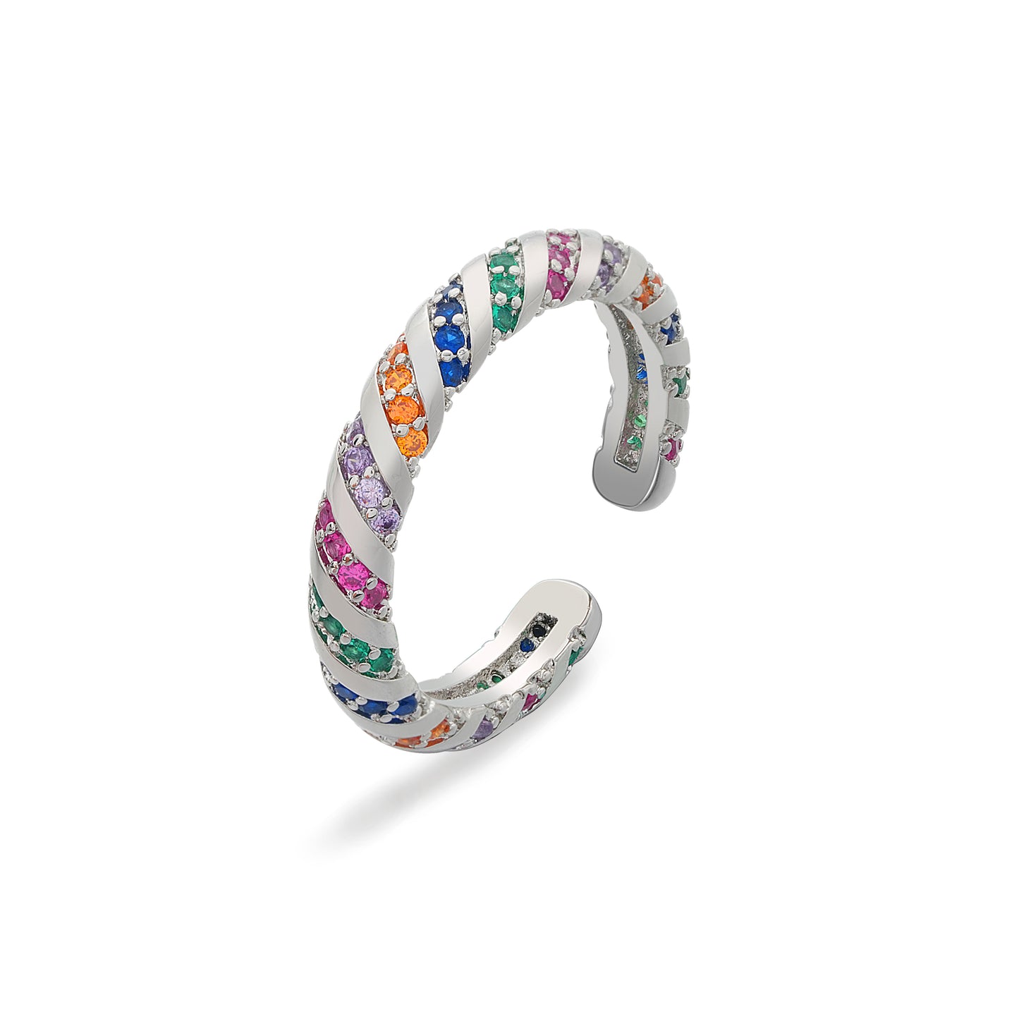 Silver Twisted Gemstone Ring