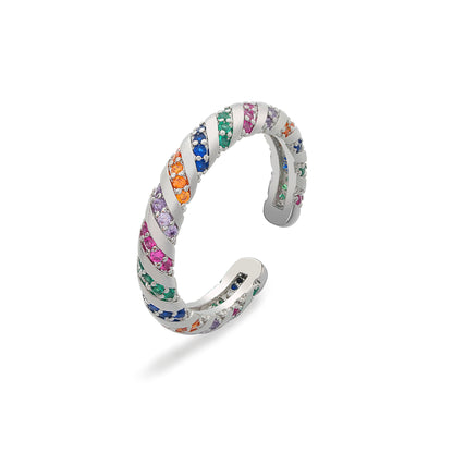 Silver Twisted Gemstone Ring