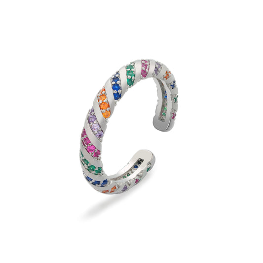 Silver Twisted Gemstone Ring