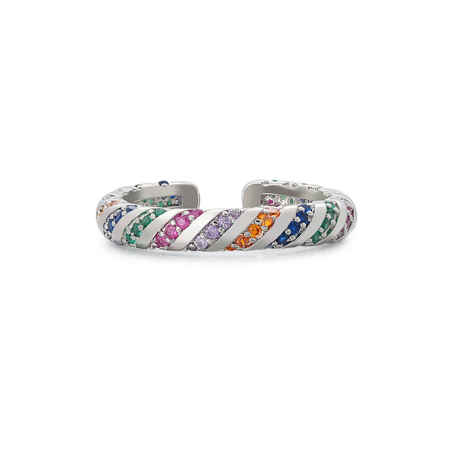 Silver Twisted Gemstone Ring